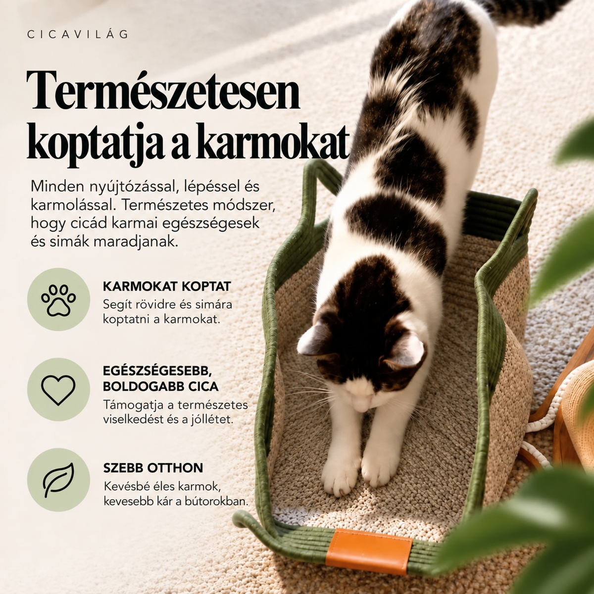Cicavilág Ösztönkosár | Kézzel font macskakosár lakásban élő cicáknak